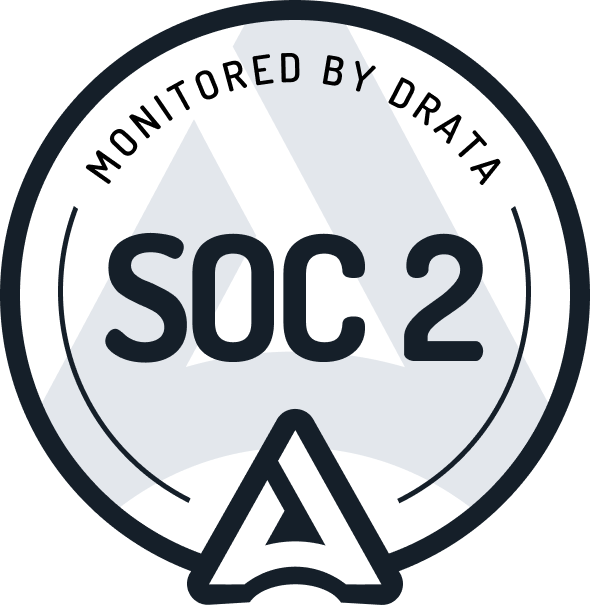 SOC2 Monitored by Drata Badge